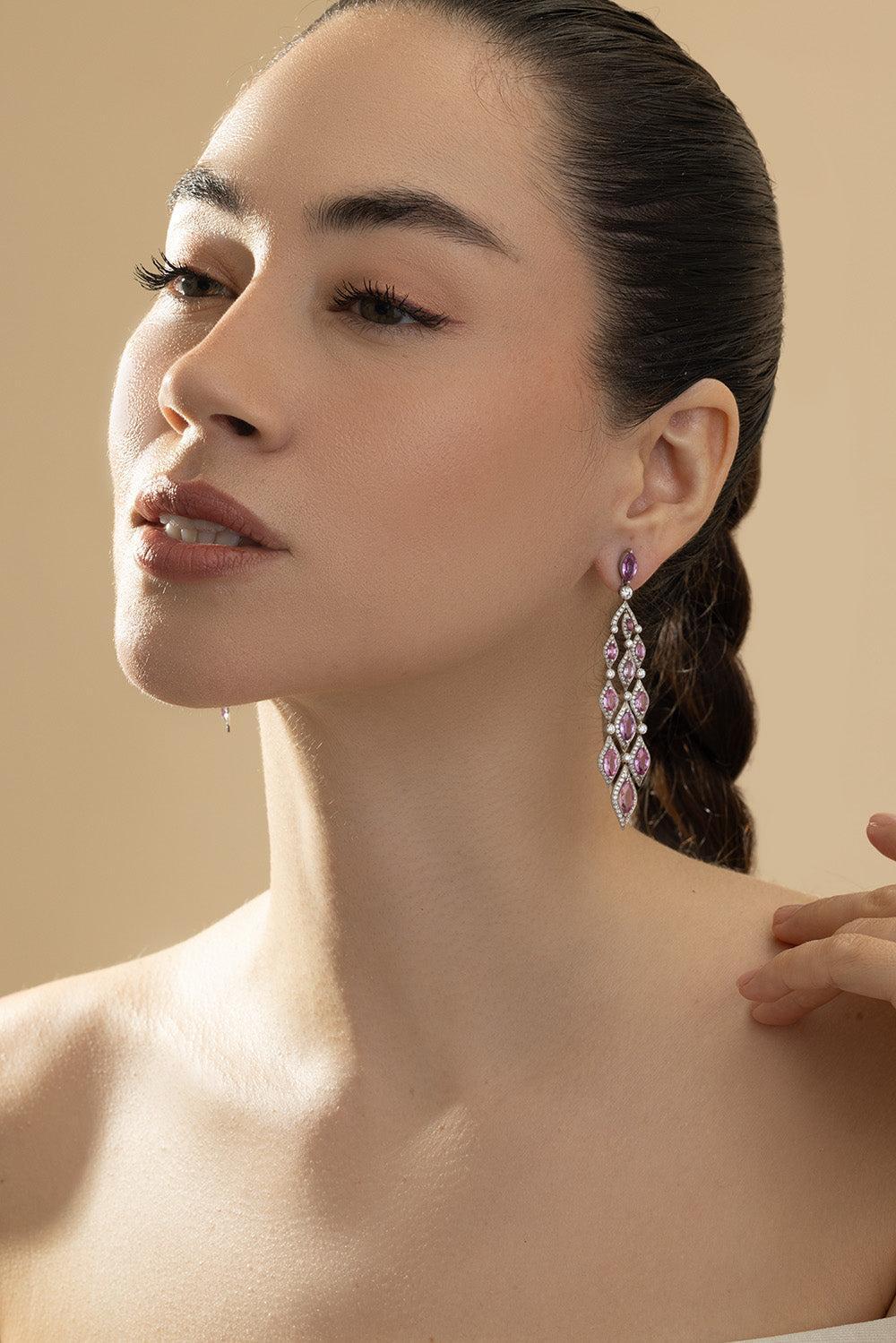 Sapphire Diamond Chandelier Earrings - Image 3