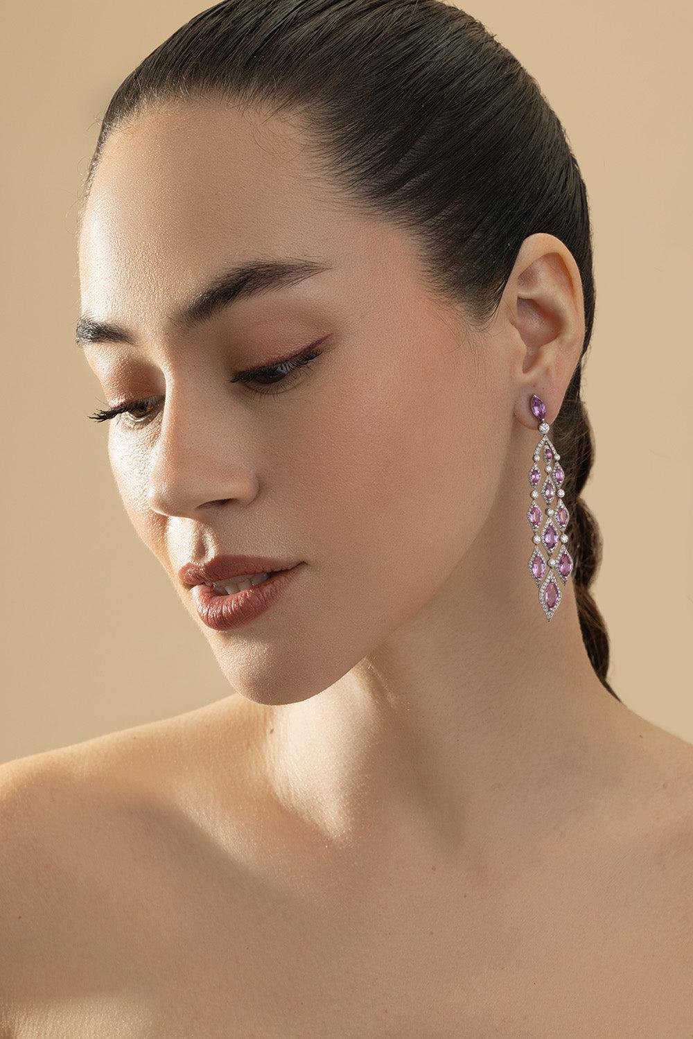 Sapphire Diamond Chandelier Earrings - Image 4