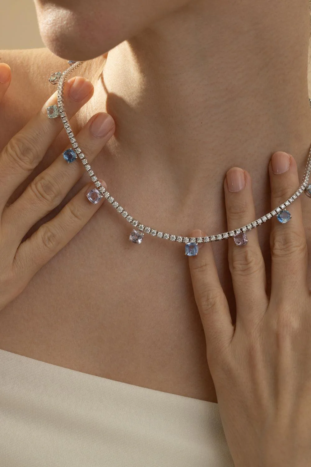 Sapphire Diamond Necklace - Image 3