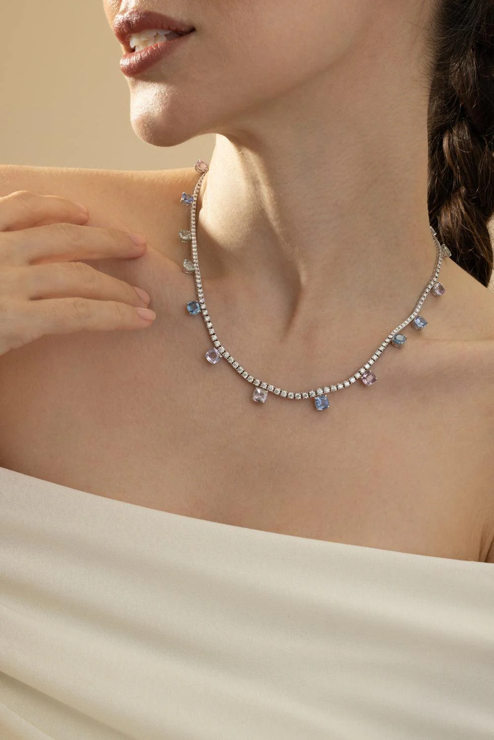 Sapphire Diamond Necklace - Image 4
