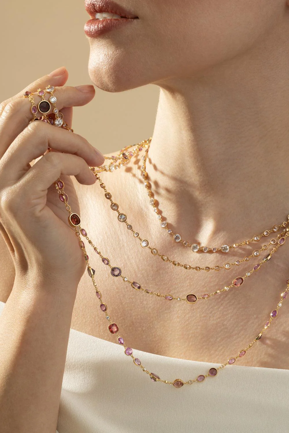 Sapphire Spinel Diamond Opera Chain - Image 4