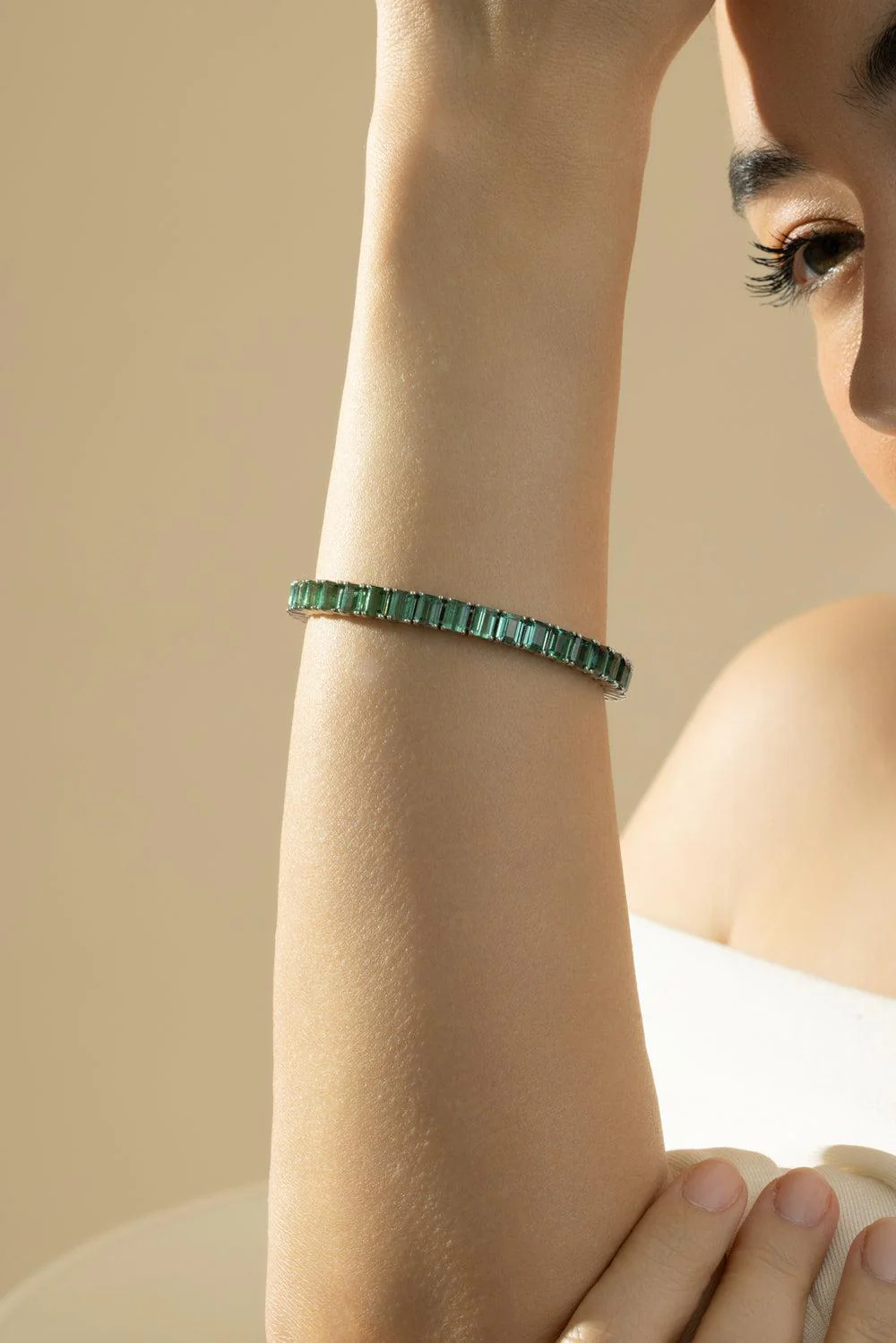 Tourmaline Aquamarine Line Bracelet - Image 2