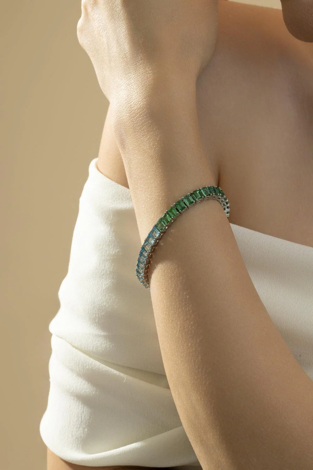 Tourmaline Aquamarine Line Bracelet - Image 4