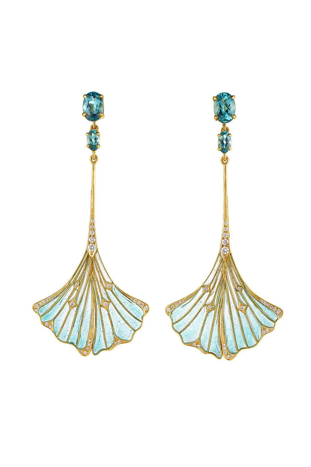 Tourmaline Gingko Leaf Earrings
