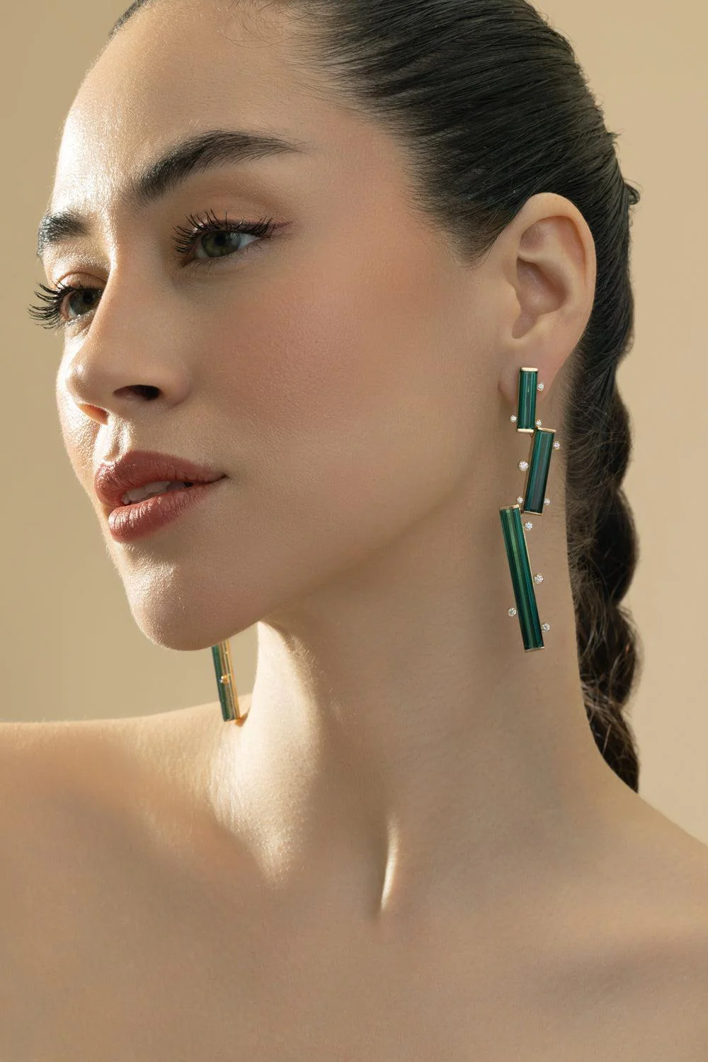 Tourmaline Vertical Drop Earrings - Image 3