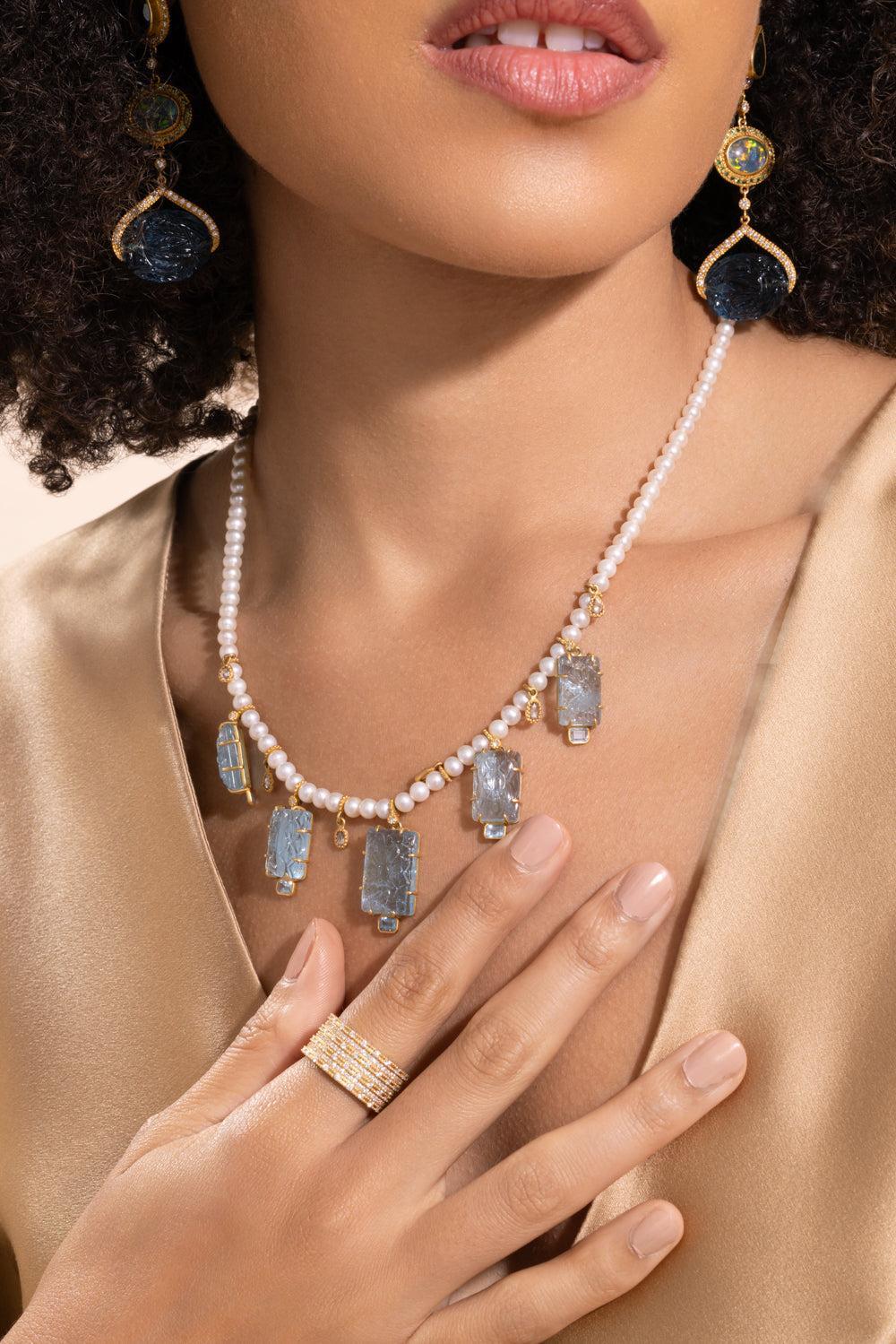 Aquamarine Pearl Necklace - Image 2