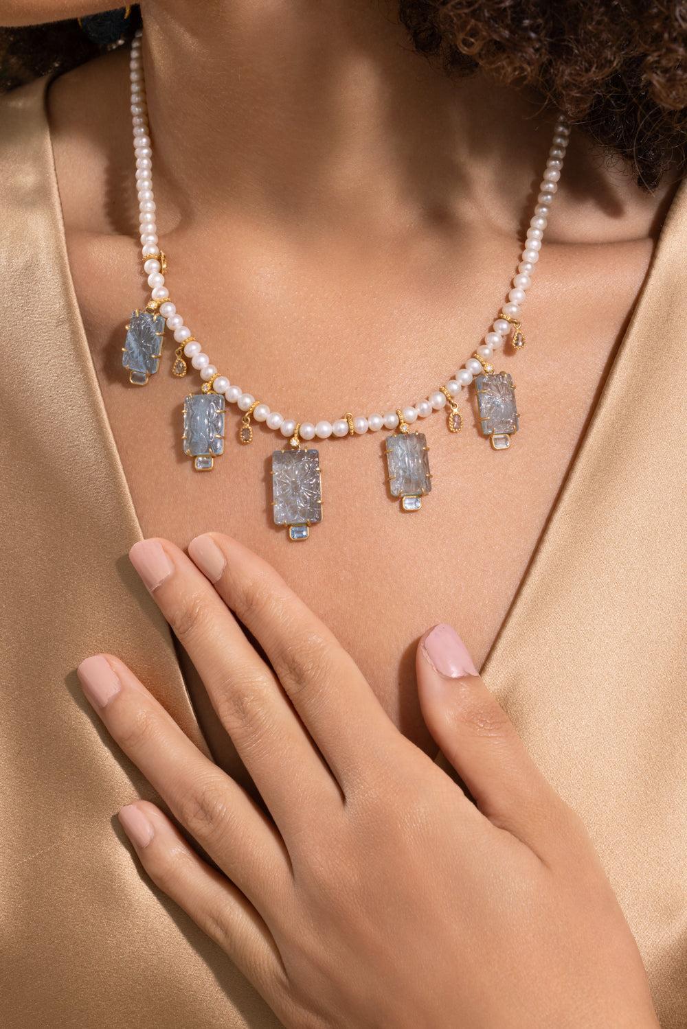 Aquamarine Pearl Necklace - Image 4