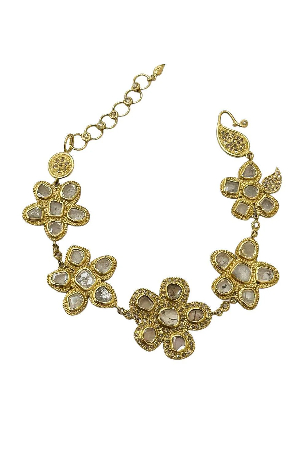Brown White Diamond Flower Bracelet