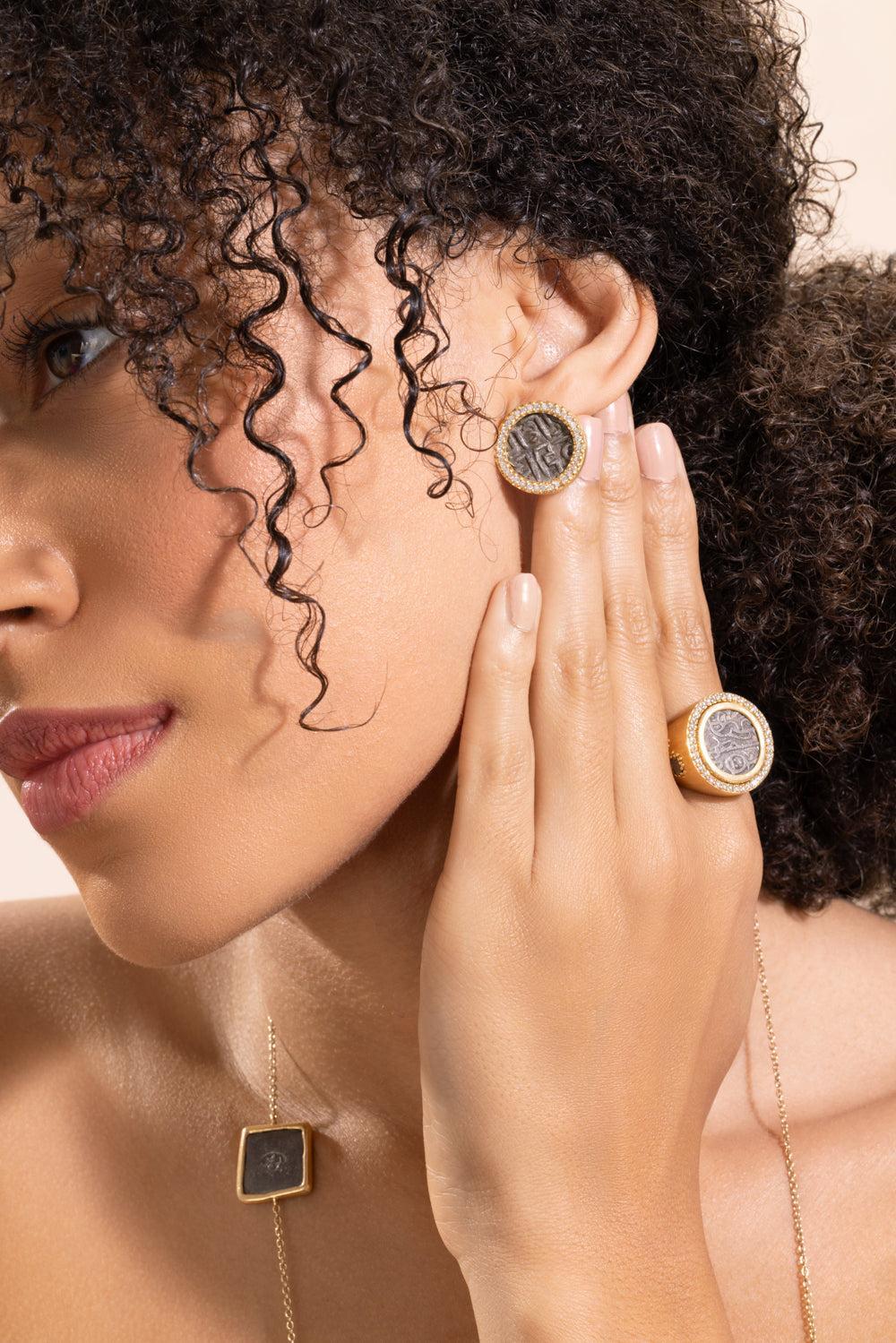 Diamond Antiquity Coin Earrings - Image 3
