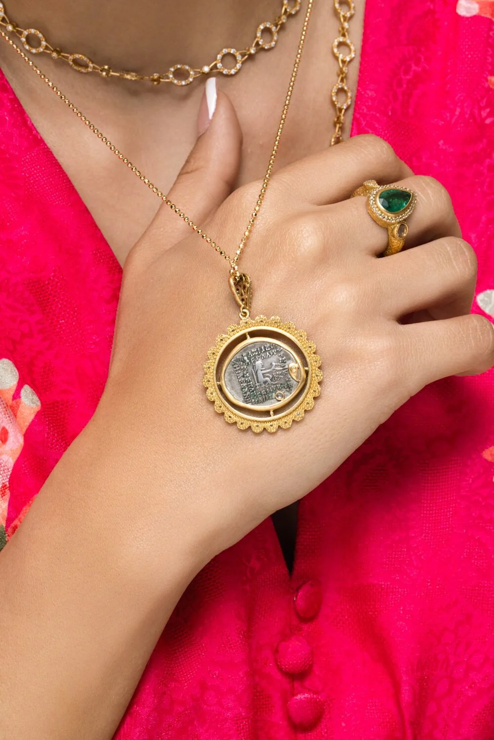 Diamond Antiquity Scallop Coin Pendant - Image 4