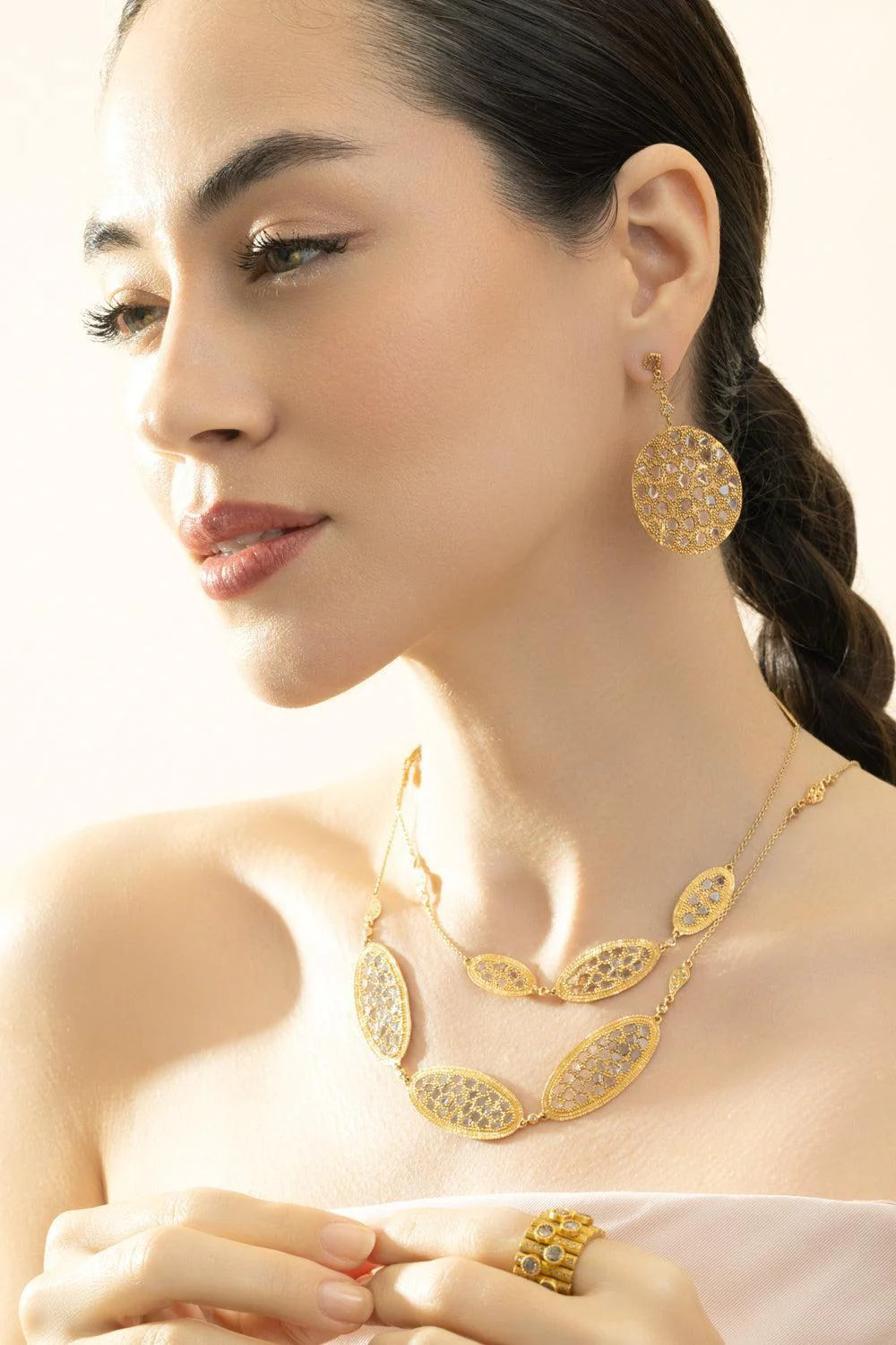 Diamond Eternity Slice Disk Earrings - Image 3