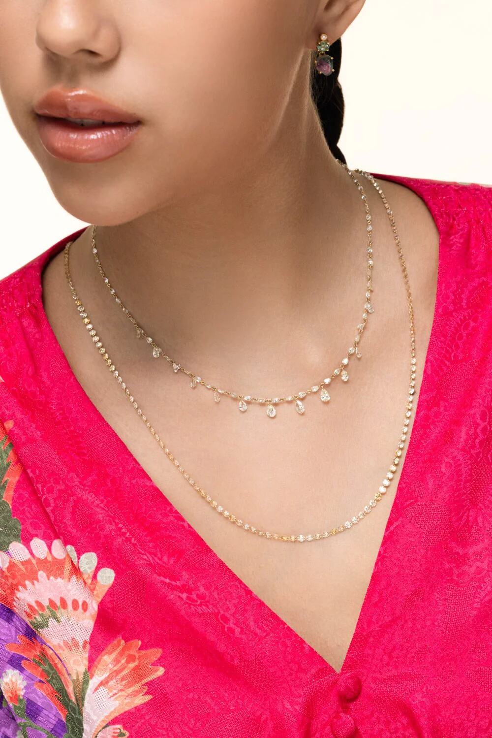 Diamond Full Cut Pear Drilled Necklace - Image 4