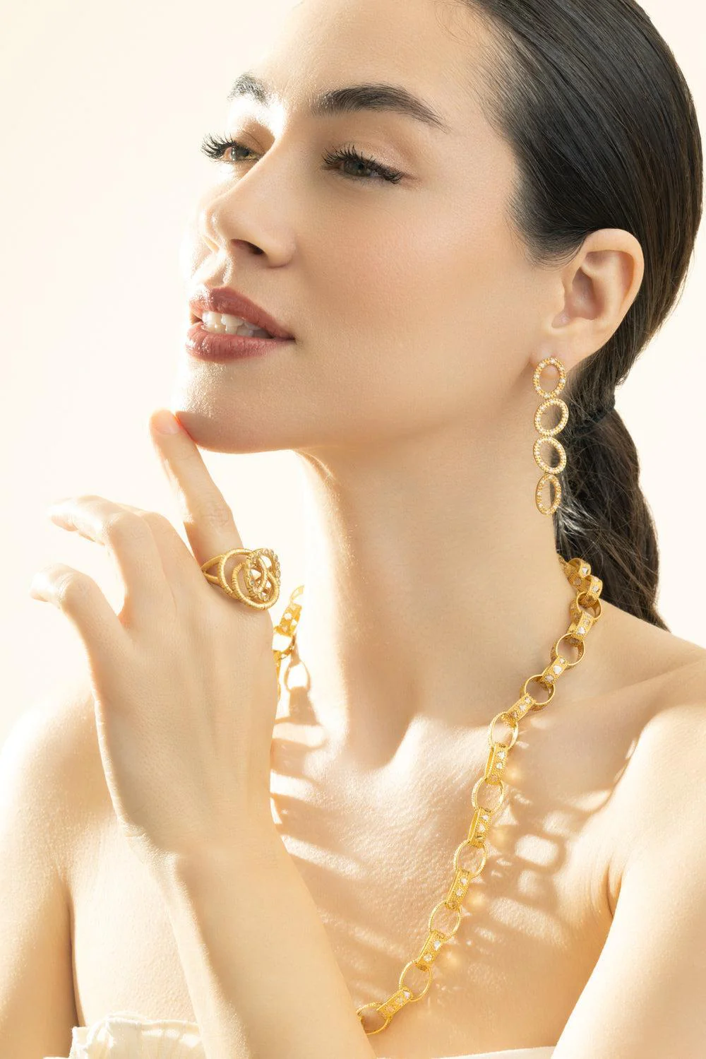 Diamond Paisley Engraved Four Link Earrings - Image 4