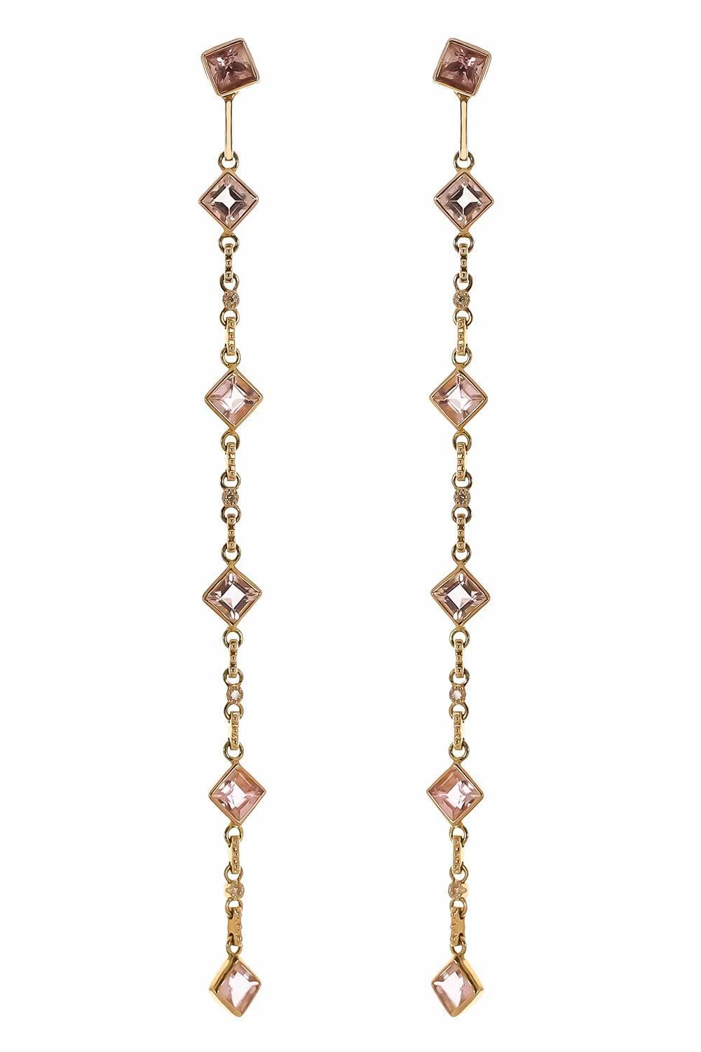 Diamond Pink Tourmaline Drop Earrings