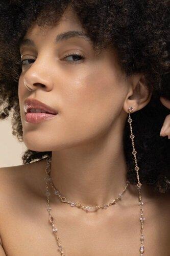 Diamond Pink Tourmaline Drop Earrings - Image 3