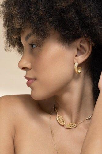Diamond Scattered Hoop Earrings - Image 3