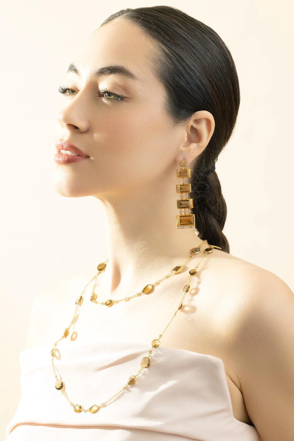 Diamond Whisky Quartz Drop Earrings - Image 4