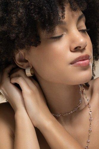 Diamond Wide Huggie Earring - Image 3