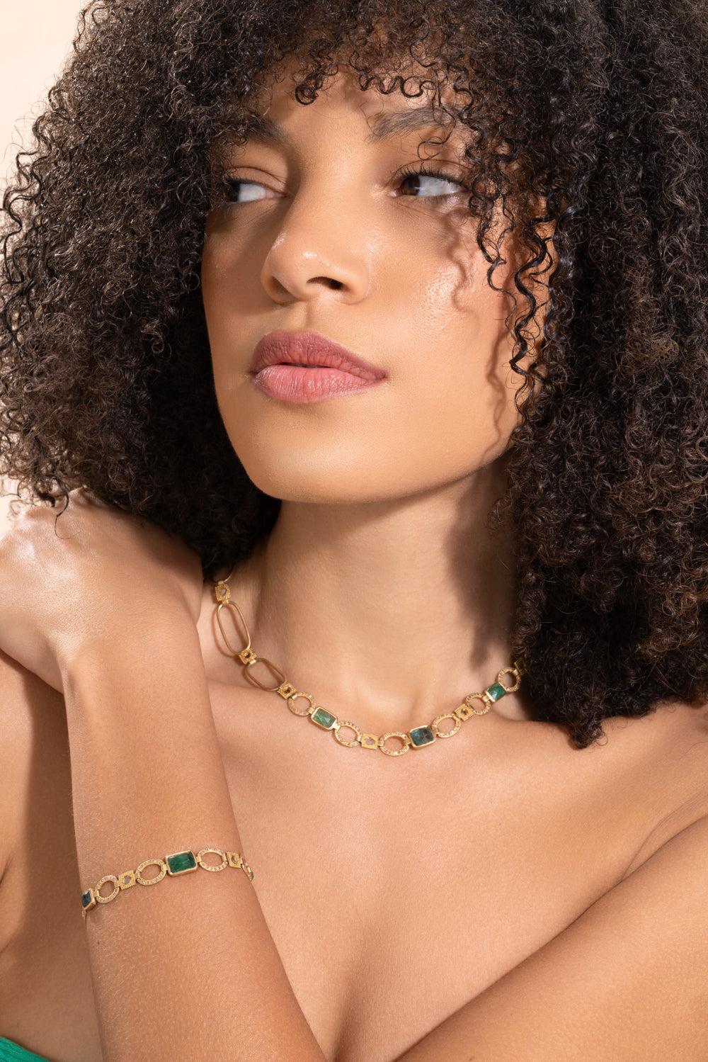 Emerald Diamond Mosaic Luminosity Necklace - Image 3
