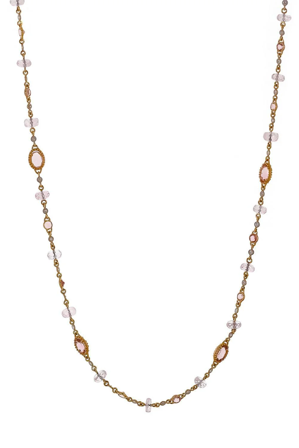 Morganite Pink Tourmaline Diamond Necklace