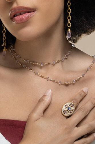 Morganite Pink Tourmaline Diamond Necklace - Image 3