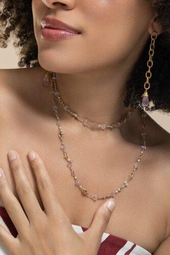 Morganite Pink Tourmaline Diamond Necklace - Image 4