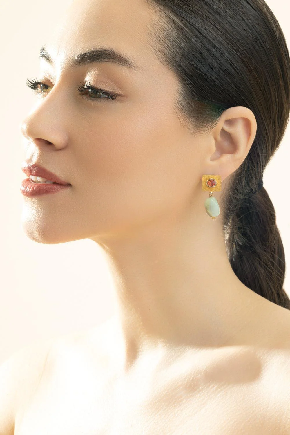 Orange Sapphire Opal Earrings - Image 3