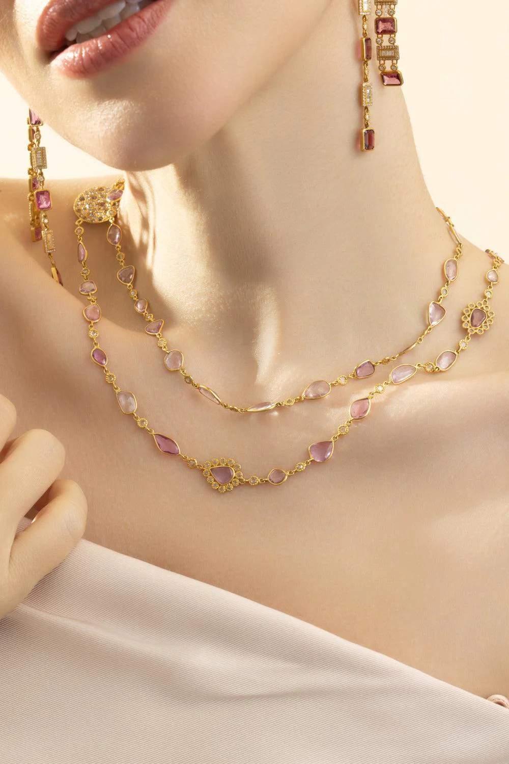 Pink Sapphire Diamond Affinity Necklace - Image 3