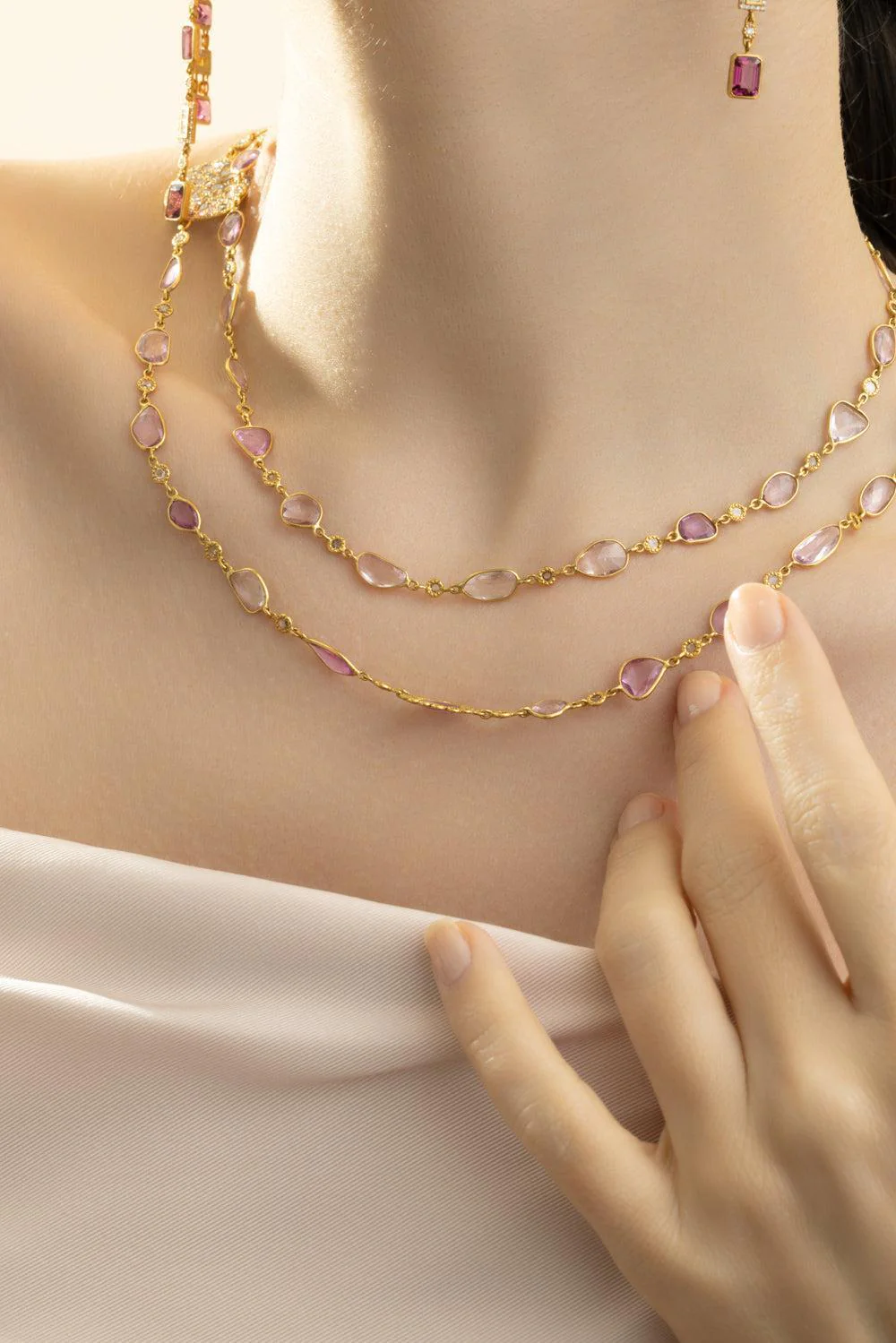 Pink Sapphire Diamond Affinity Necklace - Image 4
