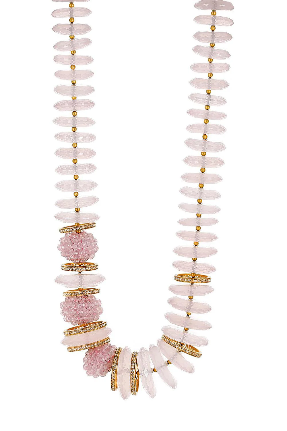 Rose Quartz Beaded Halo Necklace
