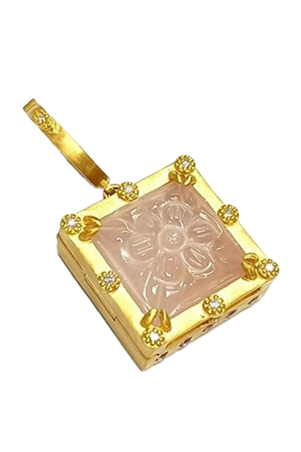 Rose Quartz Carved Locket Pendant