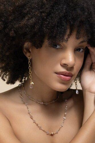 Rose Quartz Eternity Drop Earring - Image 2