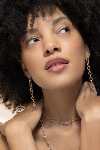 Rose Quartz Eternity Drop Earring - Image 3