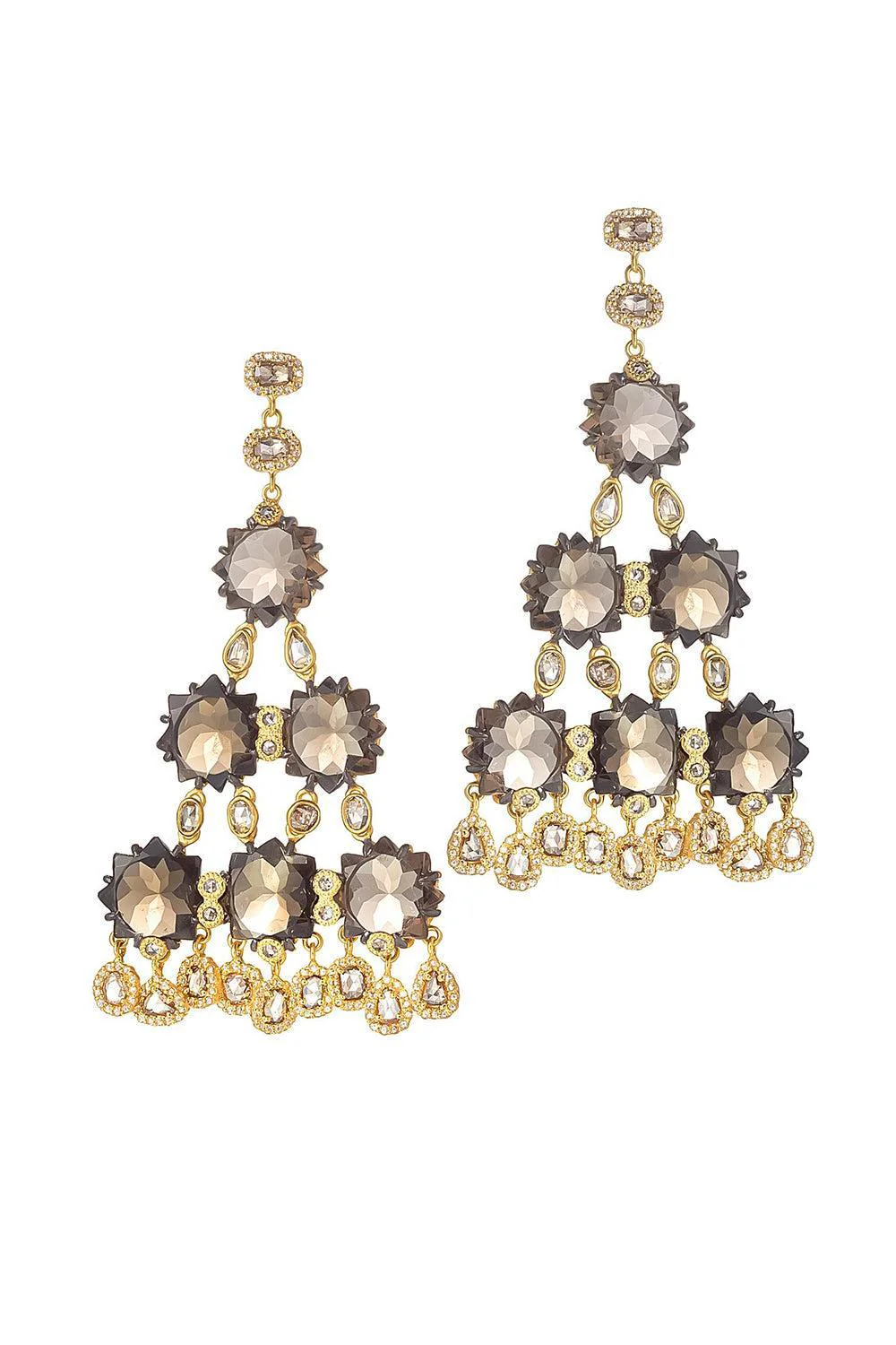 Smokey Quartz Triangle Drop Earrings