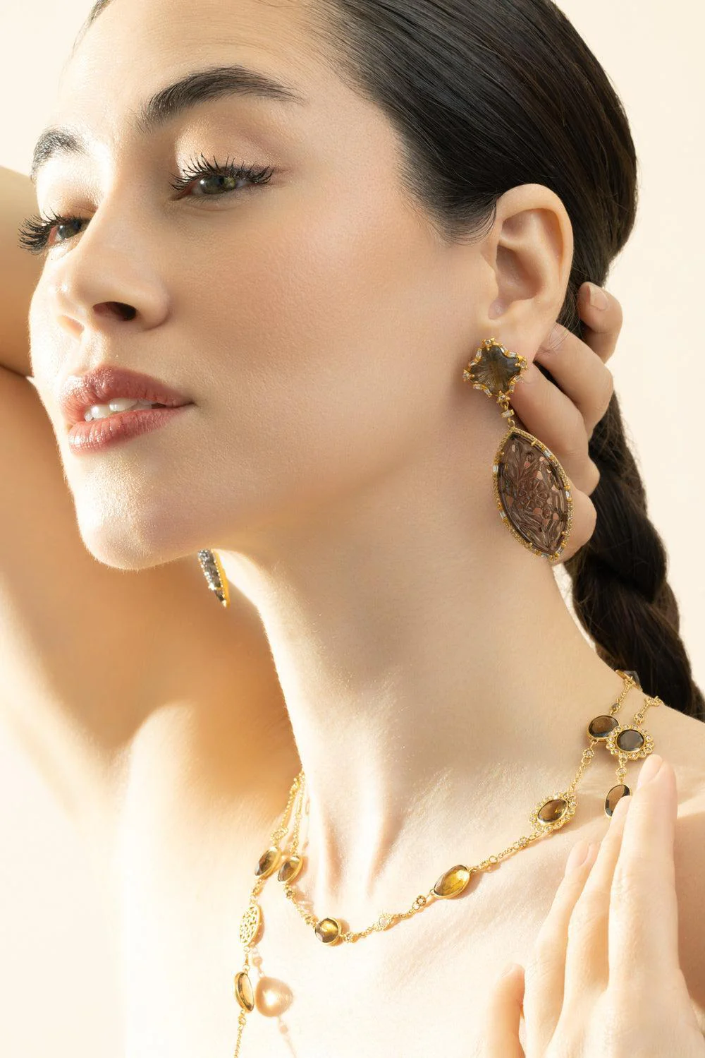 Smoky Qaurtz Topaz Affinity Earrings - Image 4