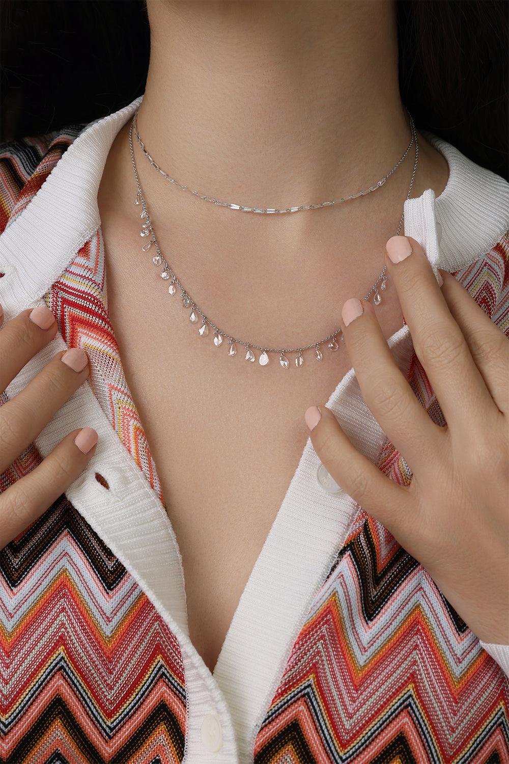 Trapezoid Diamond Trinity Necklace - Image 2