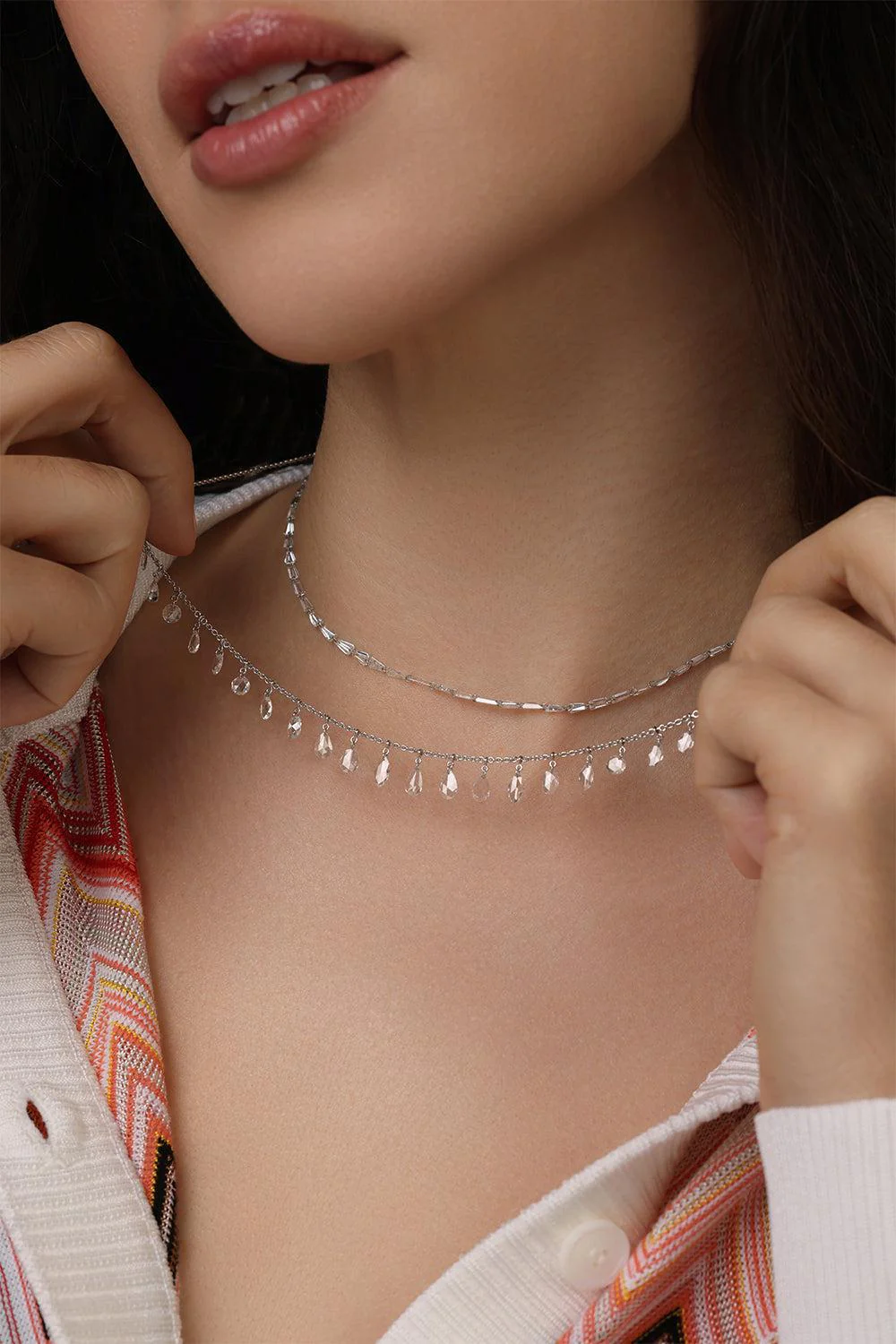 Trapezoid Diamond Trinity Necklace - Image 3