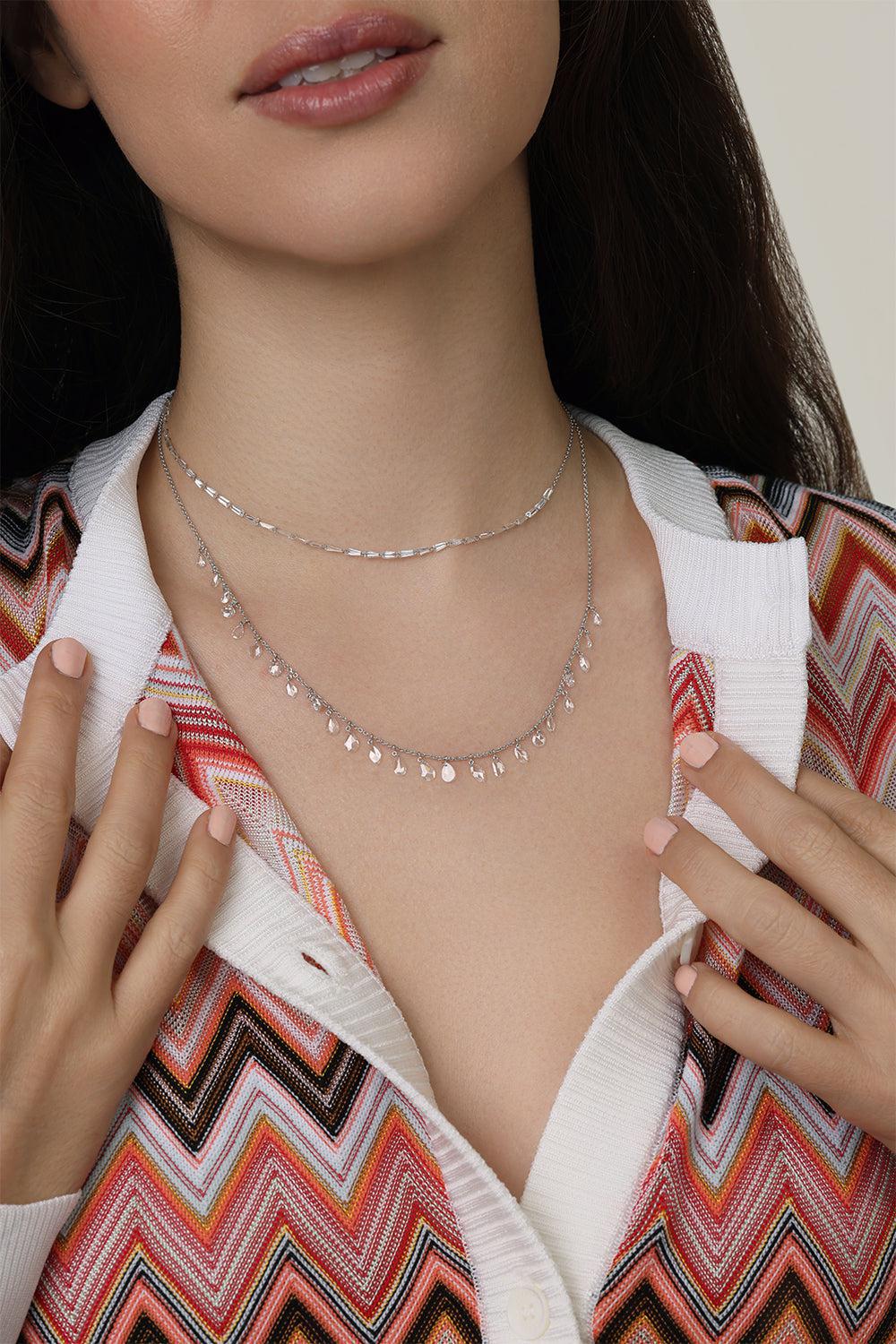 Trapezoid Diamond Trinity Necklace - Image 4