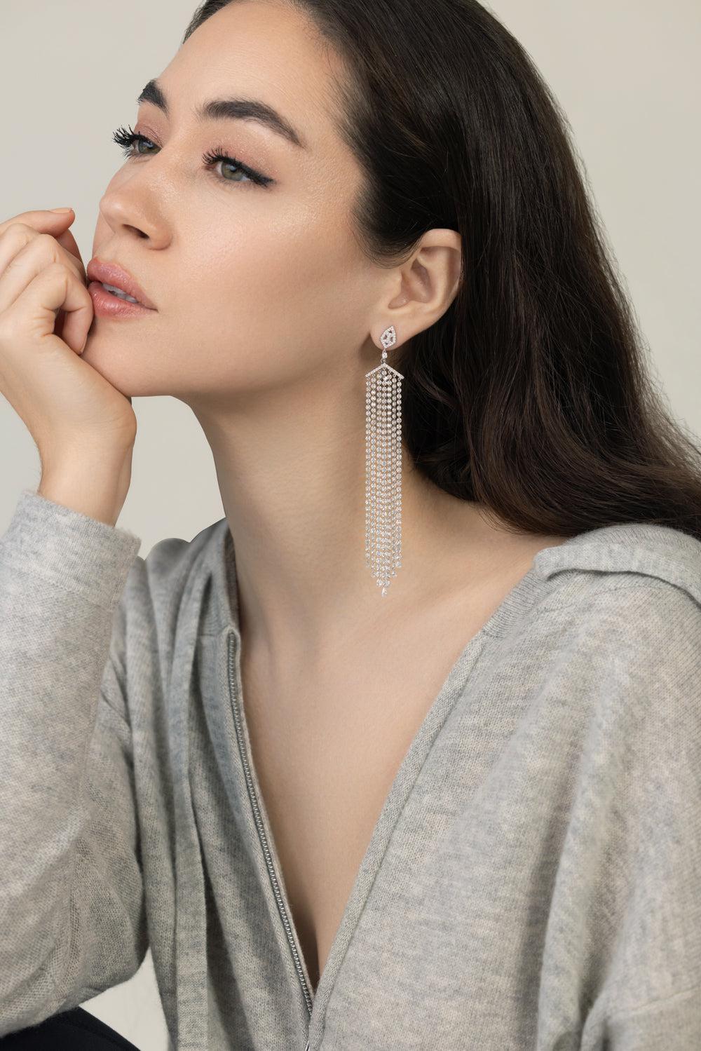 Waterfall Diamond Earrings - Image 2