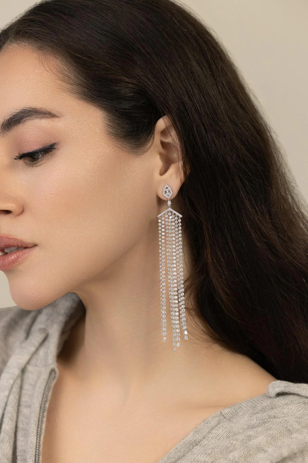 Waterfall Diamond Earrings - Image 3