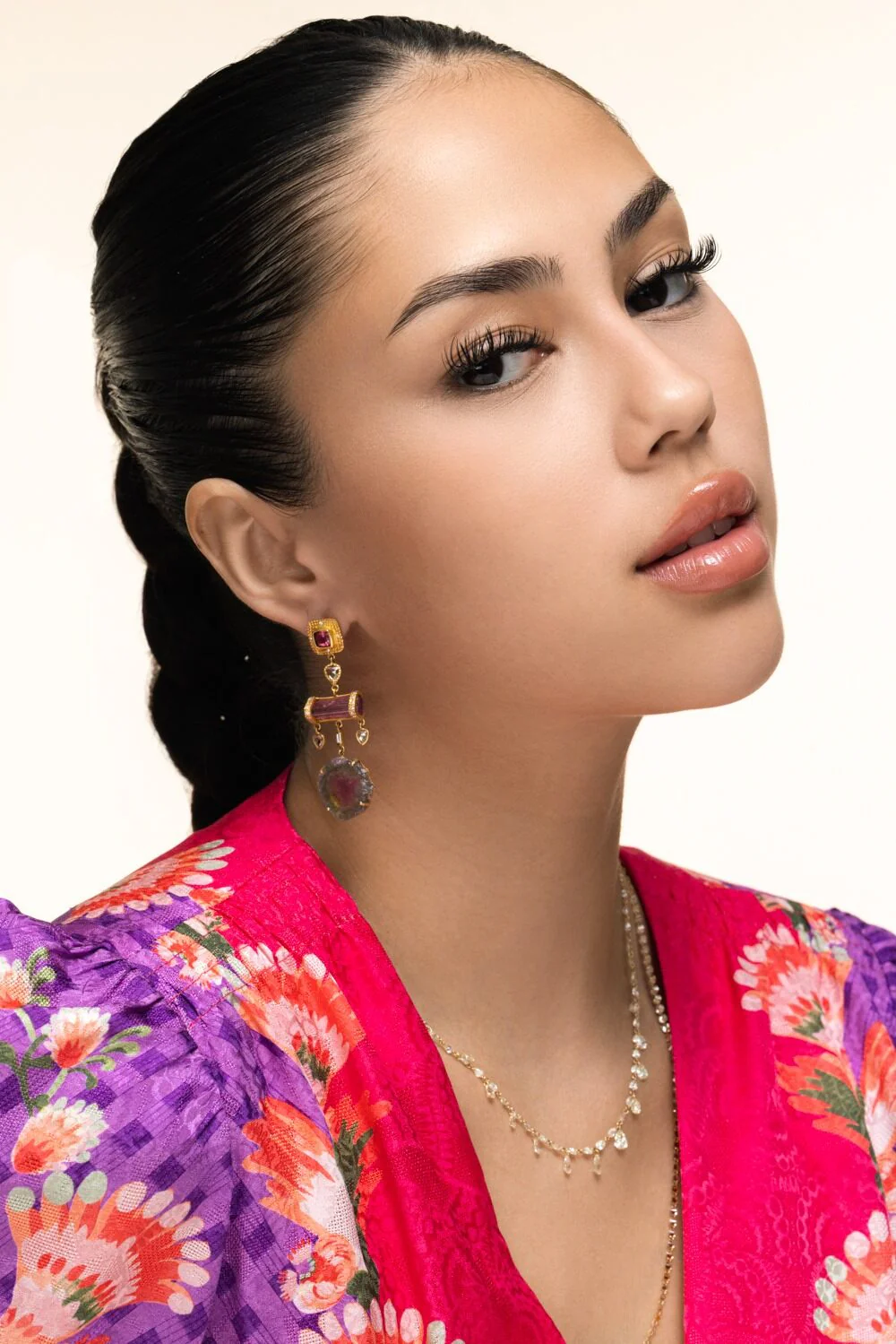 Watermelon Tourmaline Drop Earrings - Image 2