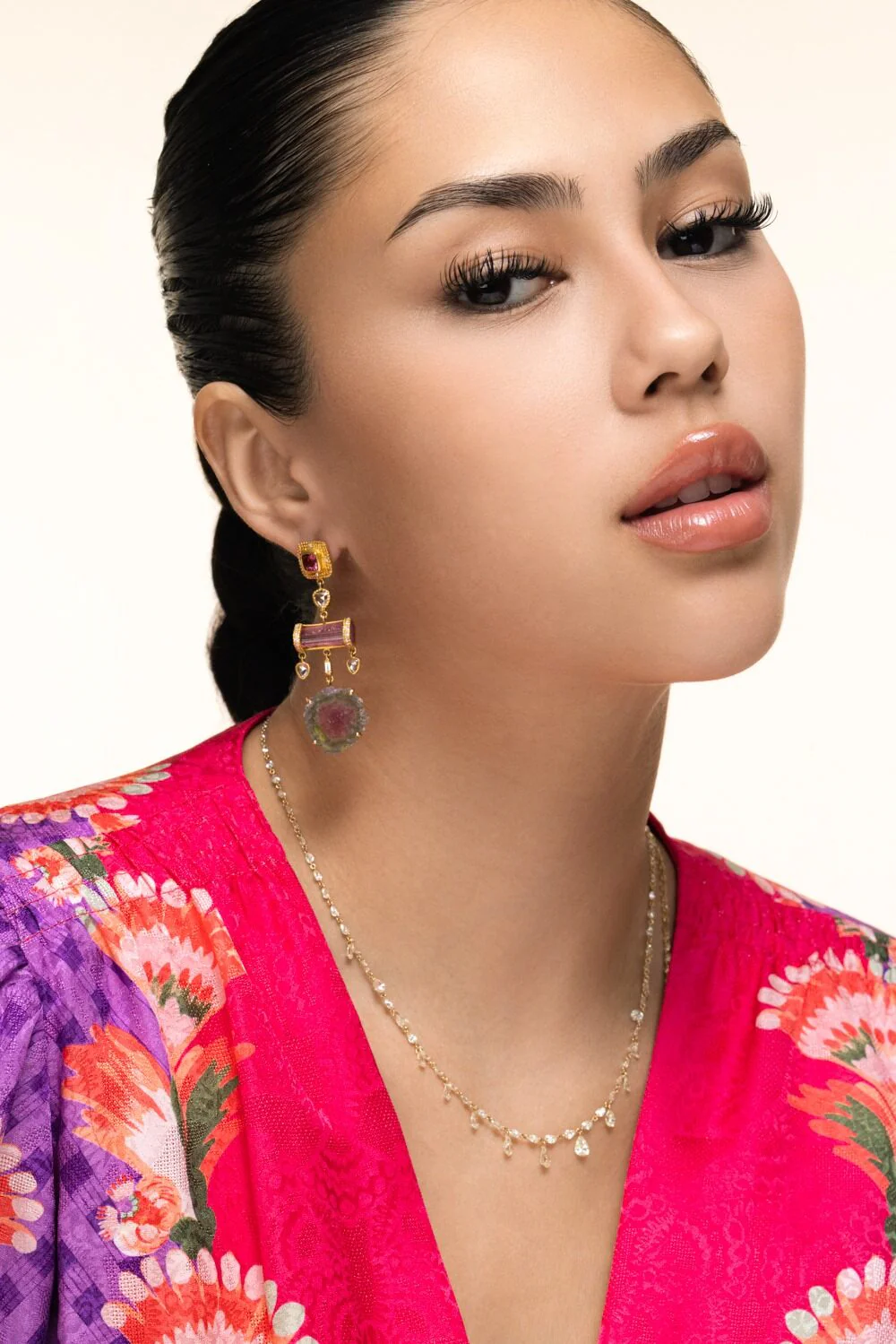 Watermelon Tourmaline Drop Earrings - Image 4