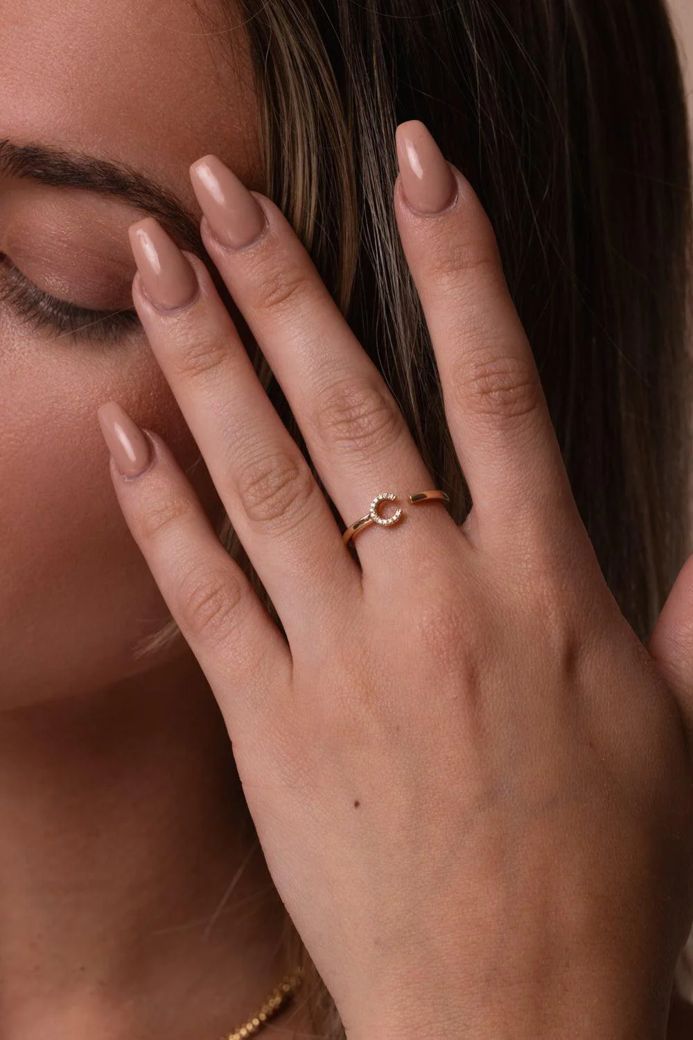 C Diamond Single Initial Ring - Image 3