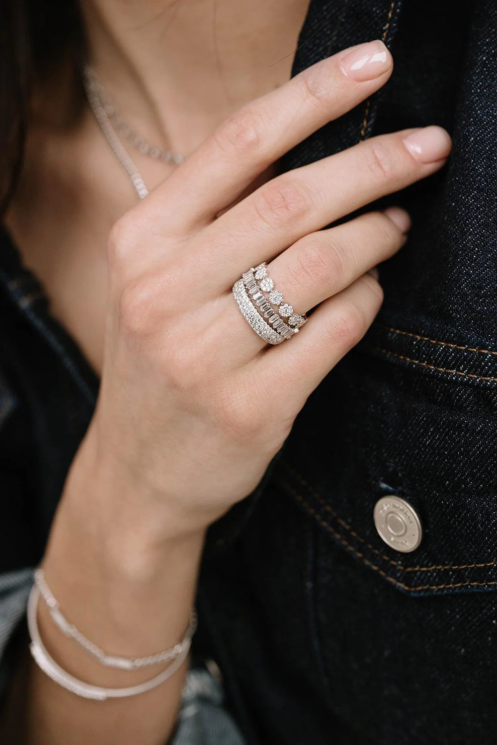 Large Diamond Sylvie Rose Ring - White Gold - Image 2