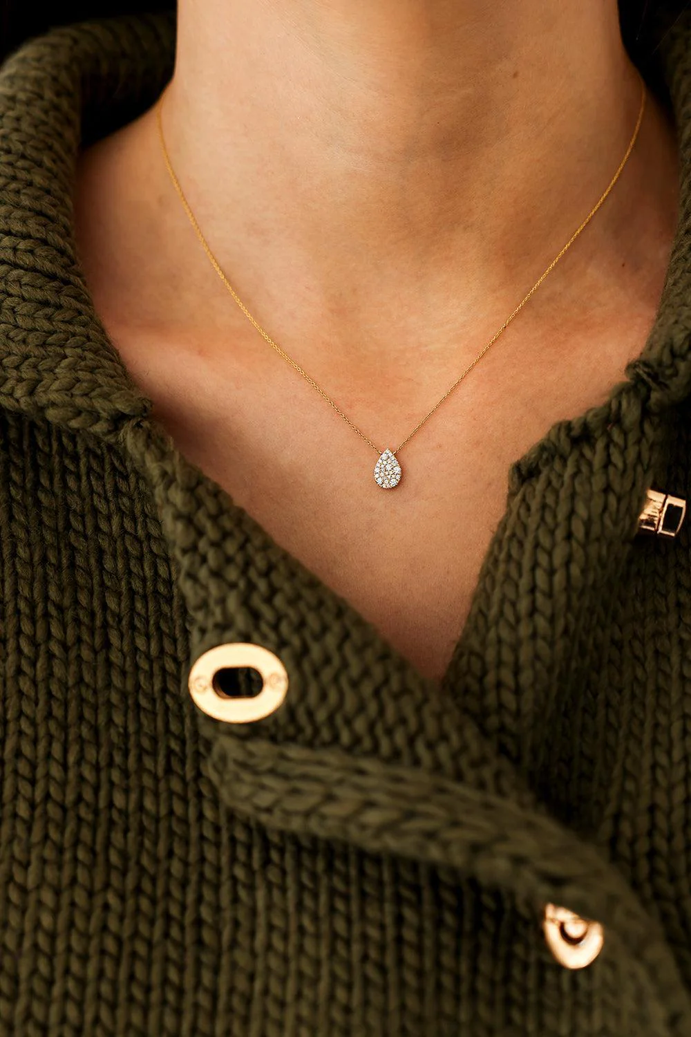 Large Samantha Lynn Diamond Teardrop Necklace - Image 2