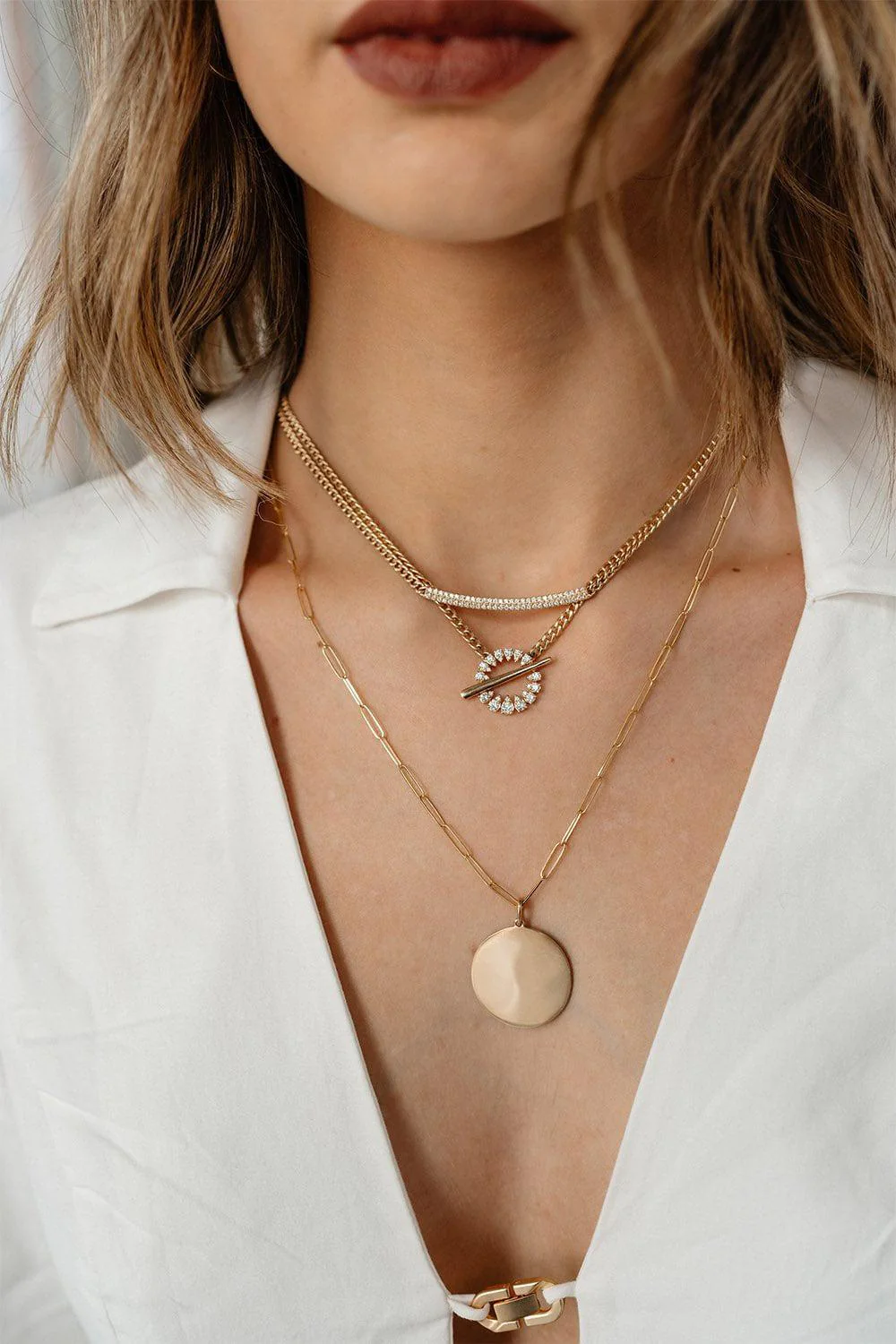 Paperclip Disc Charm Necklace - Image 4