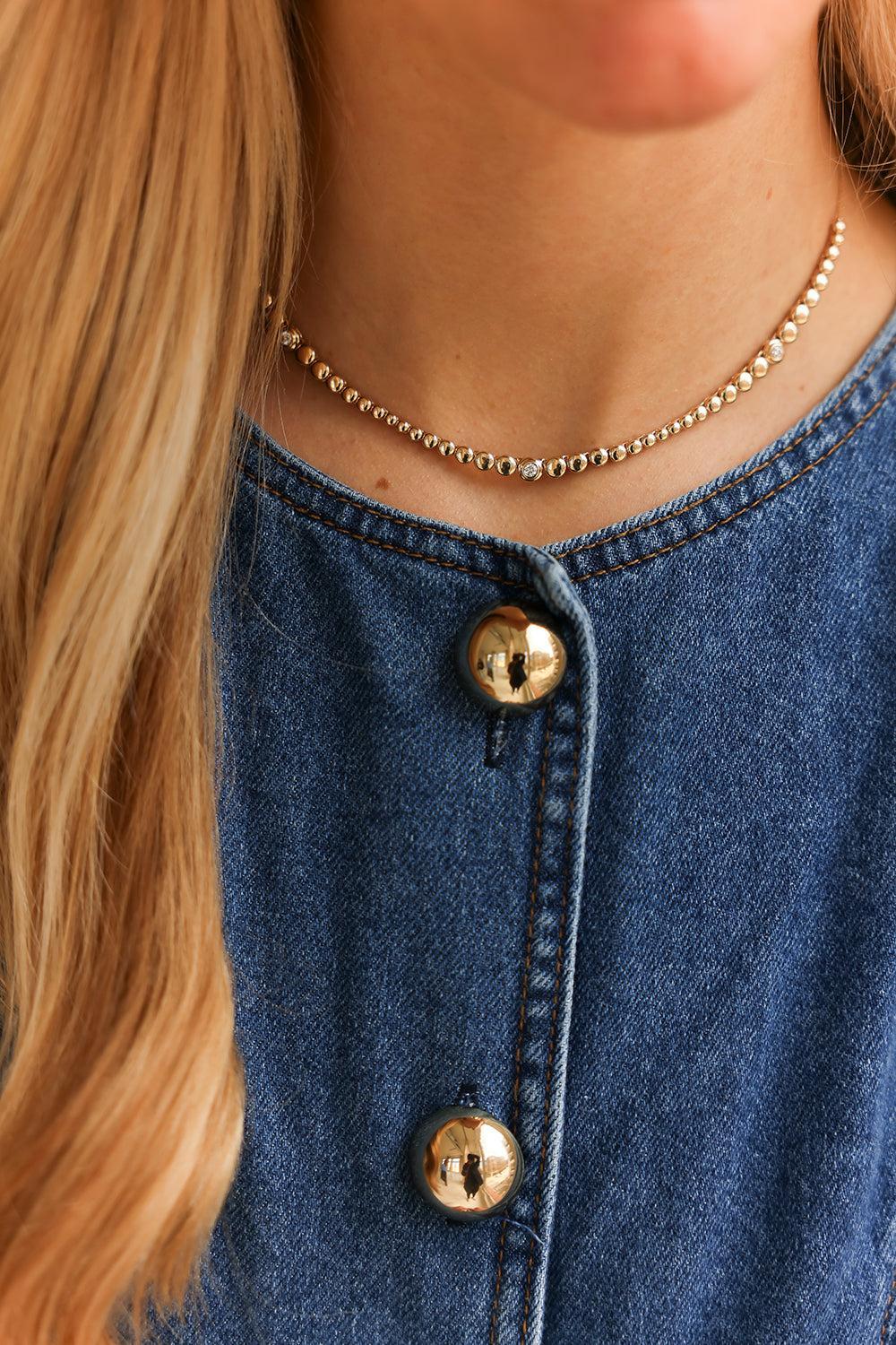 Poppy Rae Graduating Pebble Disc Station Necklace - Image 2