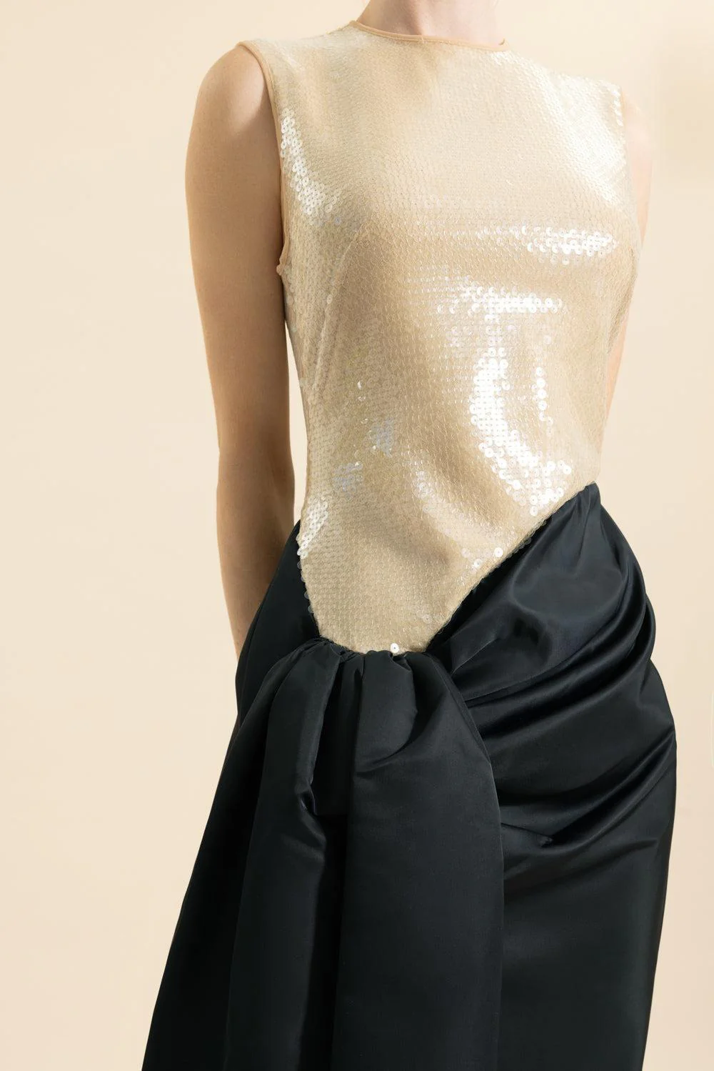 Sleeveless Draped Skirt Midi Dress - Image 3