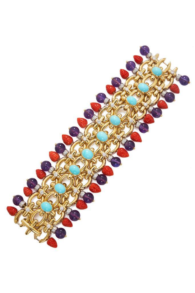 Amethyst Coral Couture Brocade Braclet