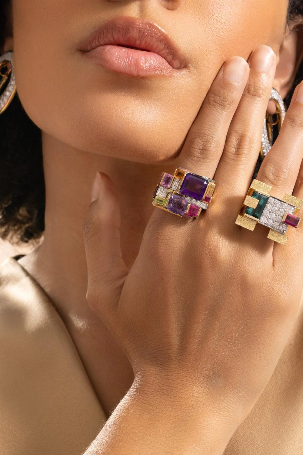 Amethyst Multi Stone Cubist Ring - Image 2